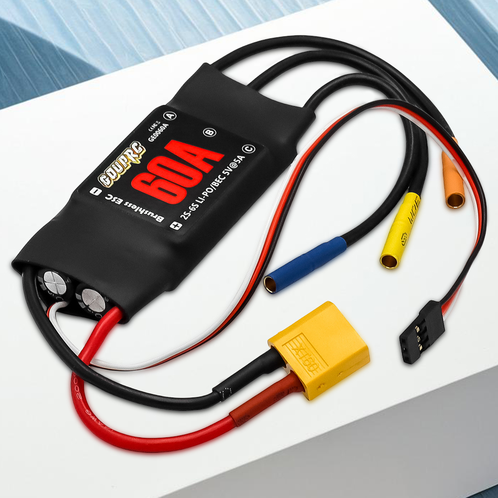 Rc Helicopter Electric - 60A ตัวควบคุมความเร็วอิเล็กทรอนิกส์พร้อมปลั๊ก 5V/7A BEC และ XT60