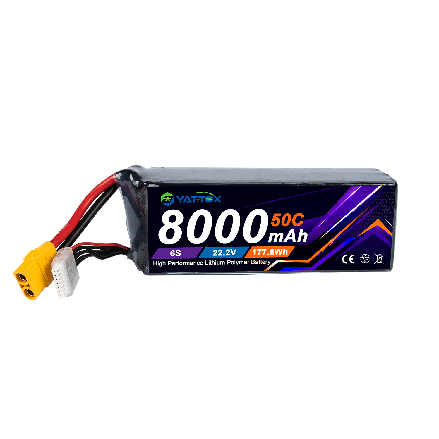 Rc Helicopter Large - แบตเตอรี่ Yattox 6S 8000mAh 50C LiPo