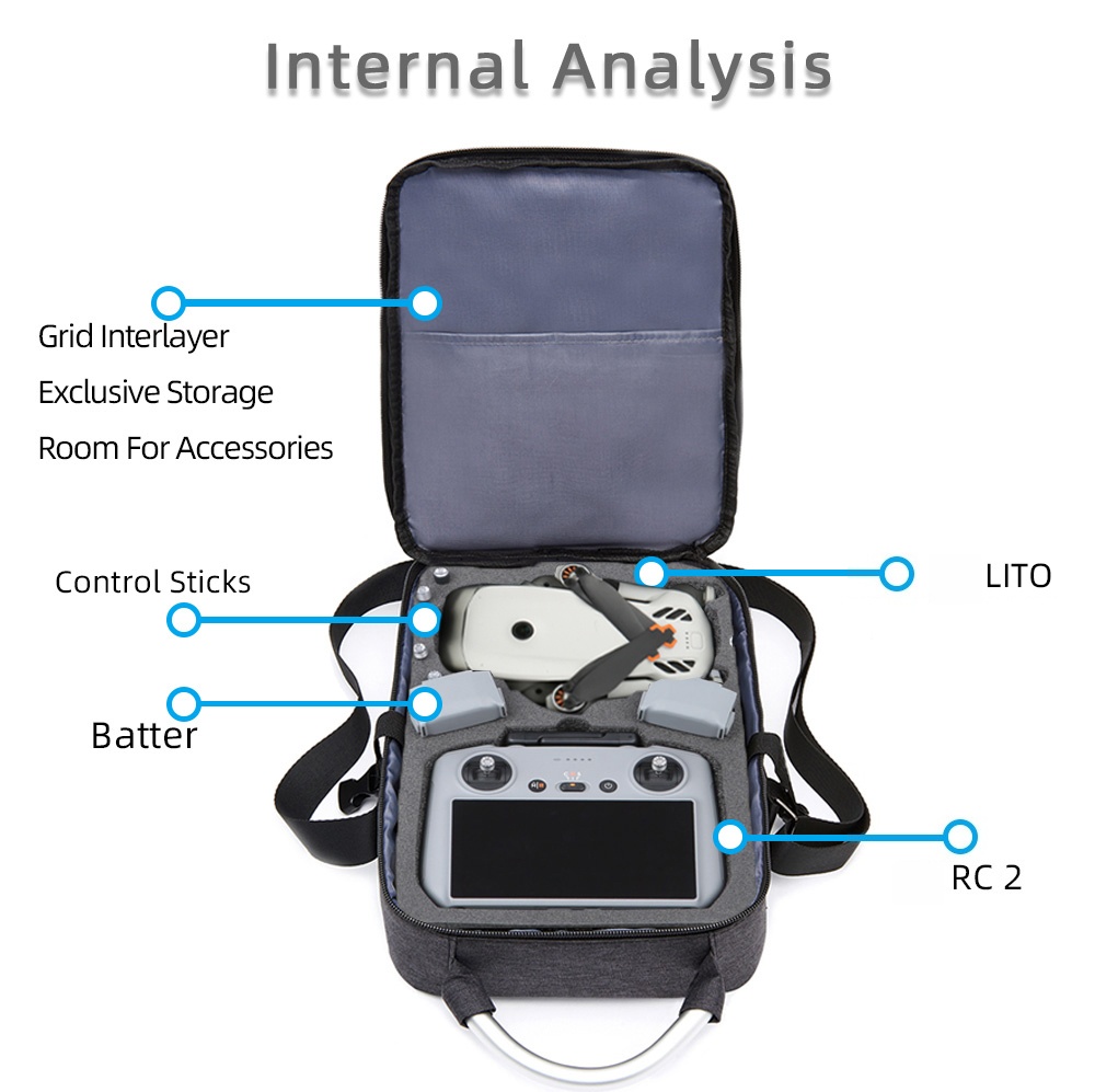 Rc Helicopter Bag - กระเป๋าป้องกันสำหรับ DJI Lito X1/ลิโต 1(RC2/RC-N3) กระเป๋าสะพายไหล่เดี่ยว,