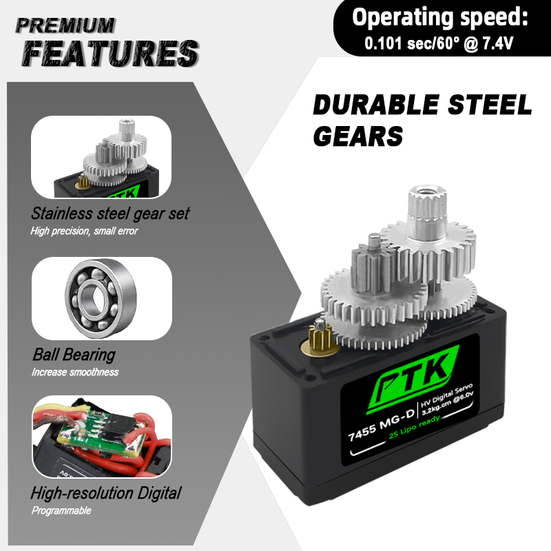 PTK 7455MG-D เซอร์โว 12g เซอร์ - Rc Helicopter Servo บทวิจารณ์และราคา