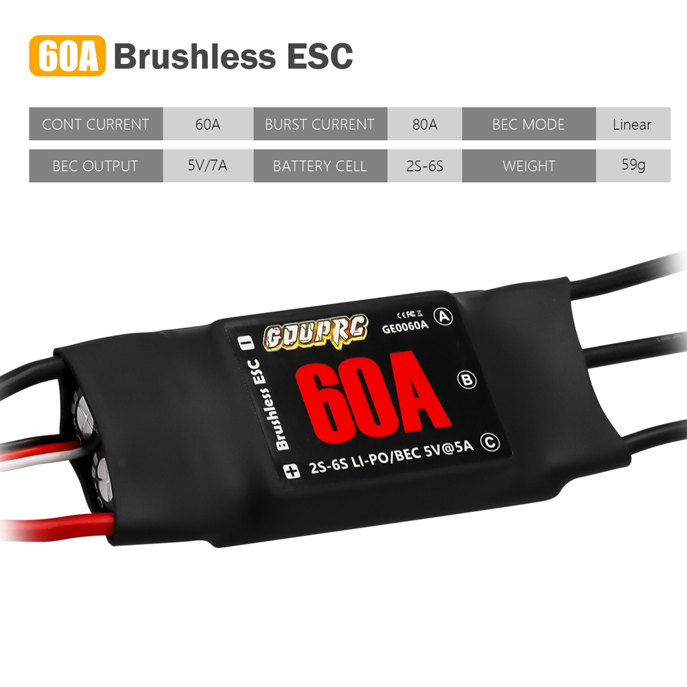 60A บรัชเลส ESC 2-6S ตัวควบคุม - Rc Helicopter Electric บทวิจารณ์และราคา