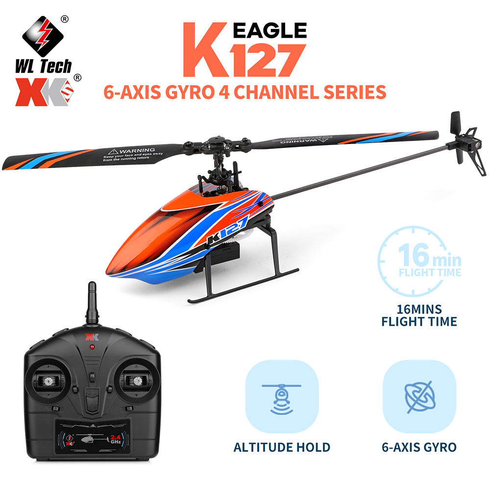 WLtoys XK K127 2.4G 4CH 6-Aixs - Rc Helicopter Single Rotor บทวิจารณ์และราคา